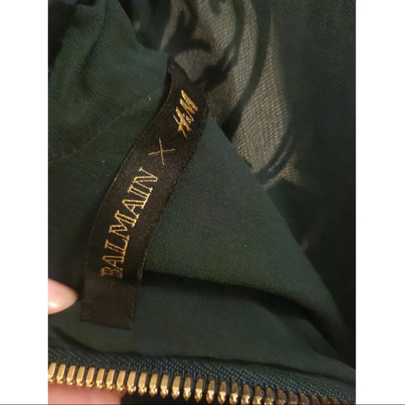 *SOLD* Authentic Balmain x H&M Green Velvet Dress - Picture 6 of 10